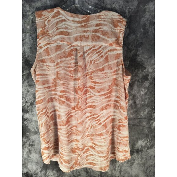 Maurices XL Button-Front Sleeveless Top Burnt Orange & White Zebra Print - Picture 2 of 6